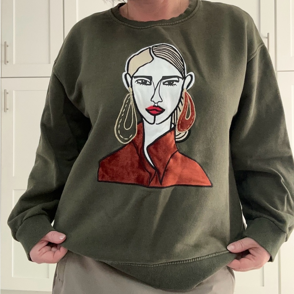 Zara Olive Knit Sweater made in Turkey - Picture 5 of 9
